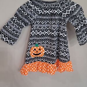 Kids Halloween Pumpkin Dress - Black and Orange